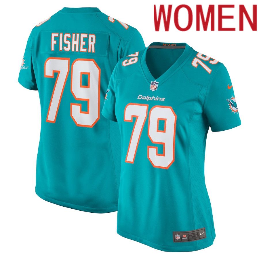 Women Miami Dolphins 79 Eric Fisher Nike Aqua Home Game Player NFL Jersey